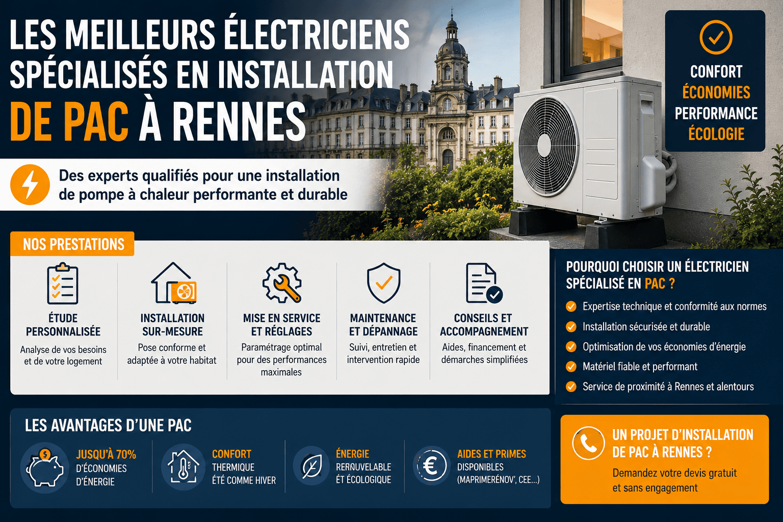 Les meilleurs électriciens spécialisés en installation de PAC à Rennes