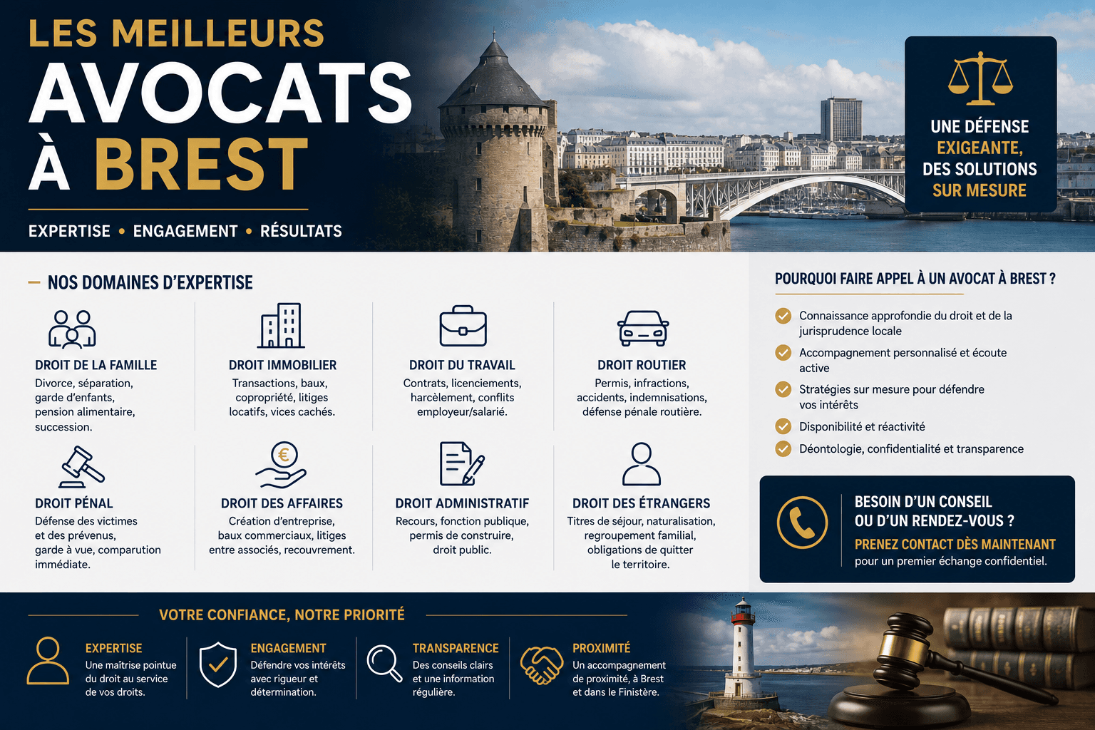 Les meilleurs avocats à Brest : le guide méthodique par domaine de compétence
