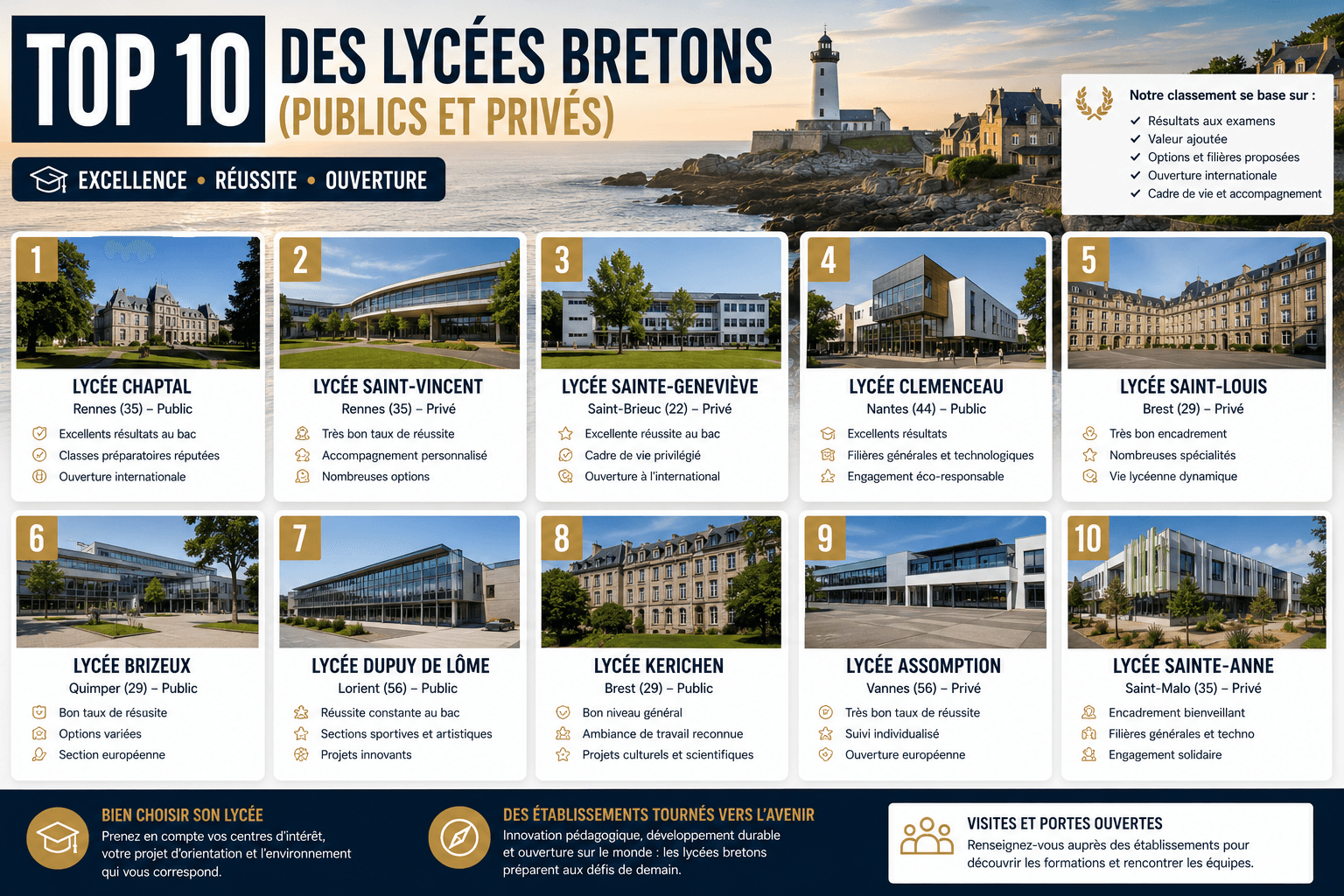 Le Top 10 des lycées bretons (publics et privés) : Excellence, mixité et valeur ajoutée en 2026