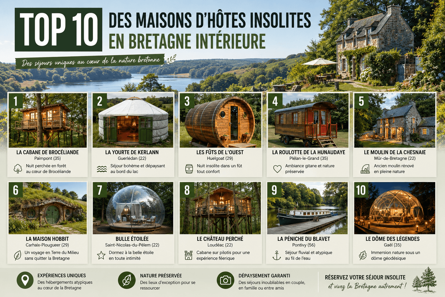 Top 10 des maisons d'hôtes insolites en Bretagne intérieure
